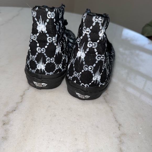 Vans Black and White High-Top Sneakers with Monogram Design - Picture 2 of 4